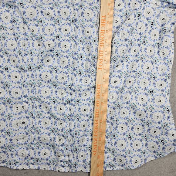Croft & Barrow Top Womens 1X Plus White Blue Floral Button Up Career Workwear - Picture 14 of 15